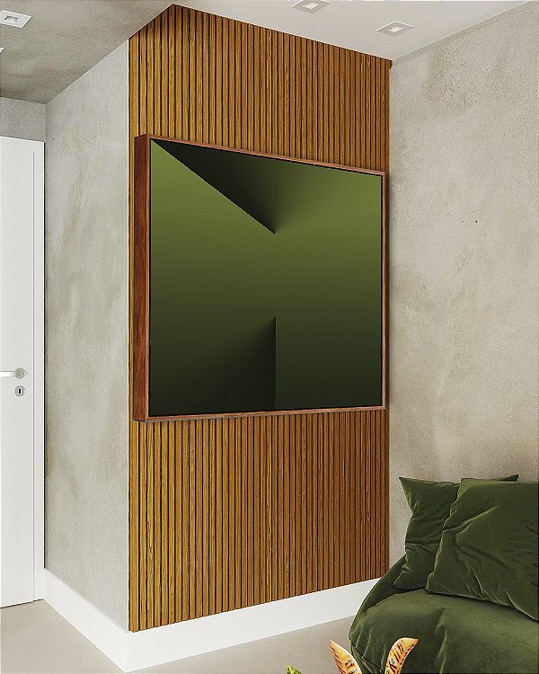 Quadro Quadrado Abstrato Degradê Tons de Verde Efeito Canvas Moldura