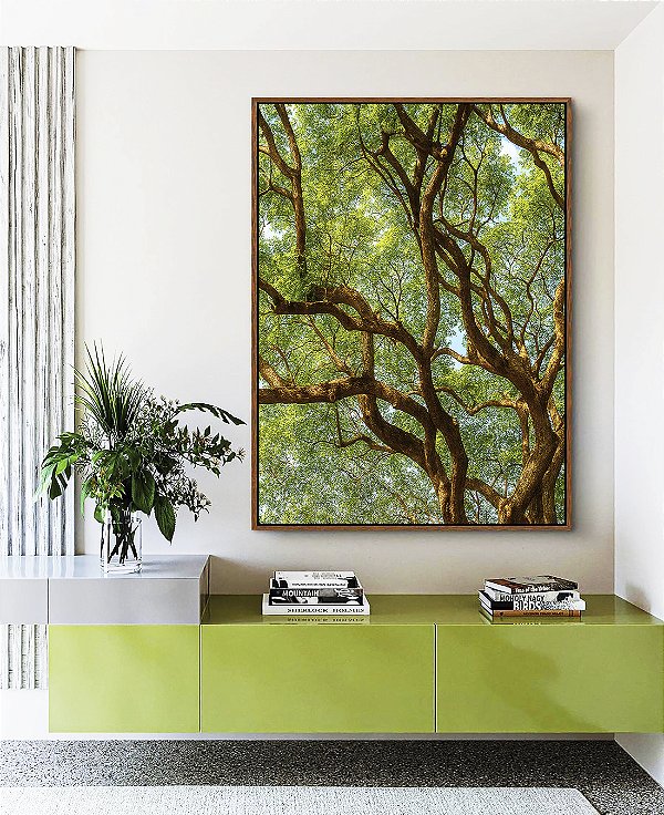 Quadro Vertical Copa de Árvore Natureza Paisagem Canvas Moldura