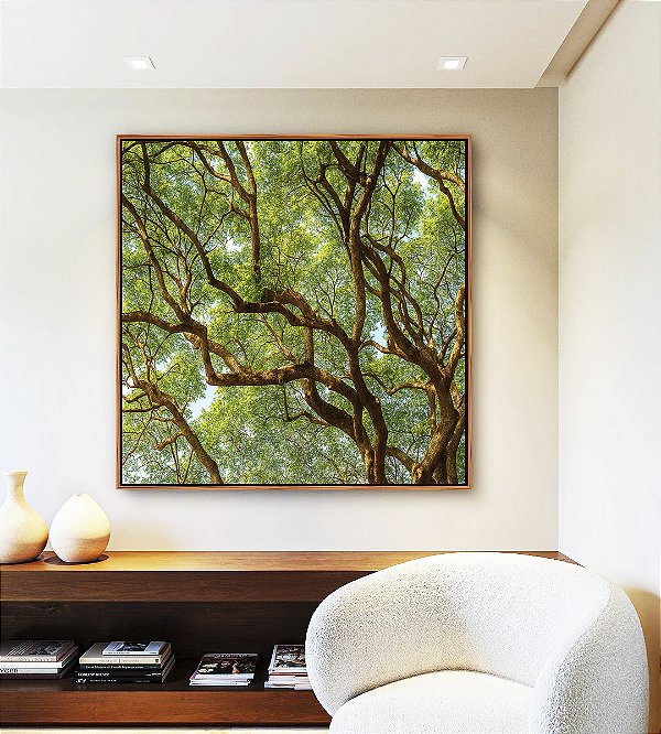 Quadro Quadrado Copa de Árvore Natureza Paisagem Canvas Moldura