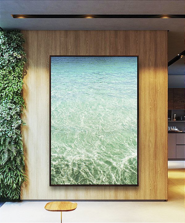 Quadro Vertical Mar Calmo Cristalino Turquesa Natureza Canvas Moldura
