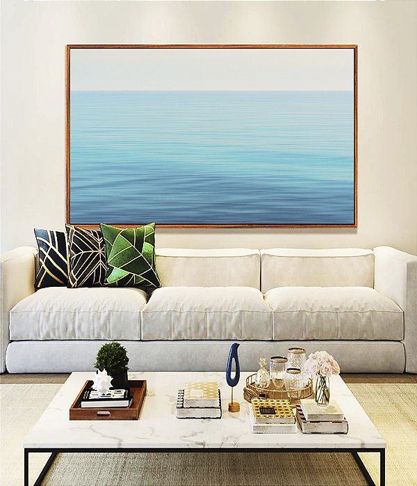 Quadro Horizontal Mar Azul Claro e Calmo Natureza Canvas Moldura