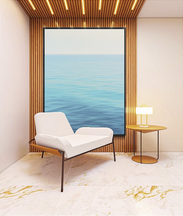 Quadro Vertical Mar Azul Claro e Calmo Natureza Canvas Moldura