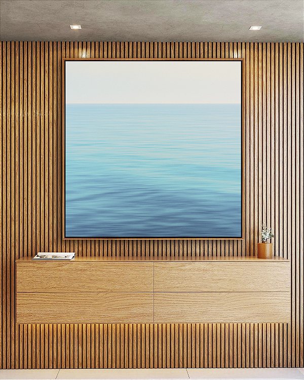 Quadro Quadrado Mar Azul Claro e Calmo Natureza Canvas Moldura