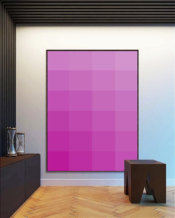 Quadro Vertical Abstrato Degradê Geométrico Rosa Canvas Moldura