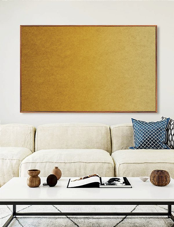 Quadro Horizontal Abstrato Efeito Degradê Amarelo Textura Canvas Moldura