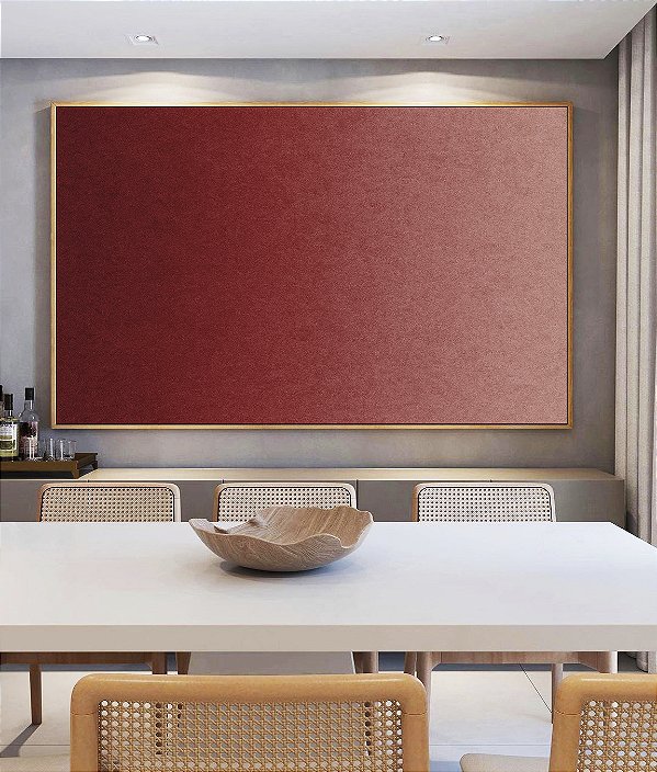 Quadro Horizontal Abstrato Efeito Degradê Vermelho Textura Canvas Moldura