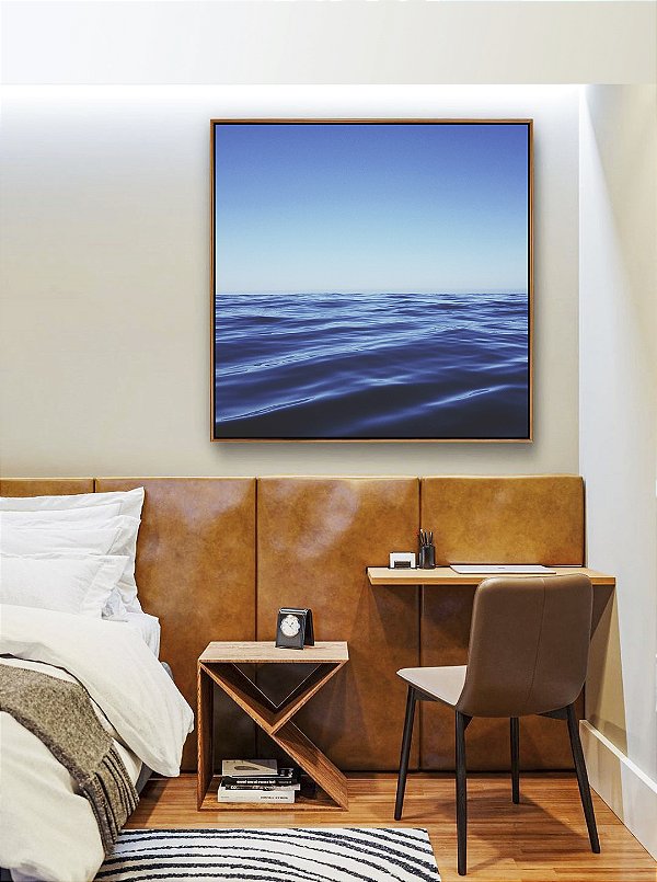 Quadro Quadrado Mar Azul Ondulado Ceu Claro Limpo Canvas Moldura