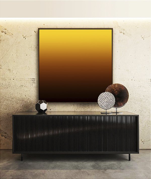 Quadro Quadrado Abstrato Degradê Amarelo Mostarda Marrom Canvas Moldura