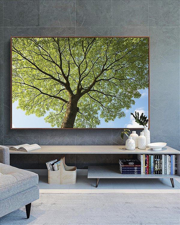 Quadro Horizontal Paisagem Copa de Árvore Folhas Verdes Natureza Canvas Moldura