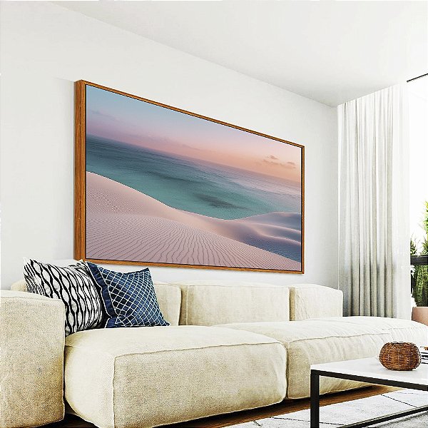 Quadro Horizontal Mar Azul Turquesa Praia Dunas Areia Branca Natureza Canvas Moldura