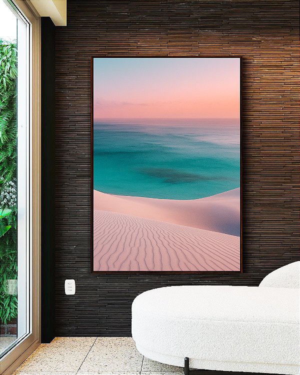Quadro Vertical Mar Azul Turquesa Praia Dunas Areia Branca Natureza Canvas Moldura