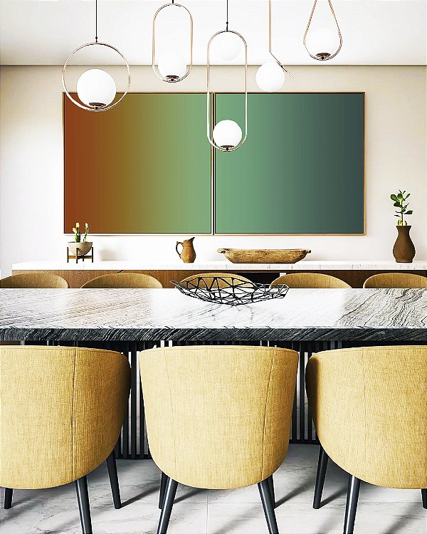 Duo de Quadros Quadrados Abstrato Degradê Terracota Verde Turquesa Canvas Moldura