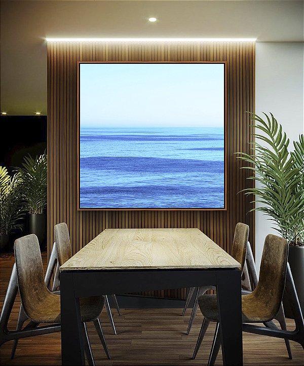 Quadro Quadrado Mar Azul Céu Claro Ondulações Movimento Natureza Canvas Moldura