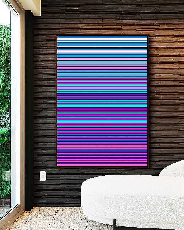 Quadro Vertical Abstrato Degradê Lilás Roxo Rosa Azul Canvas Moldura