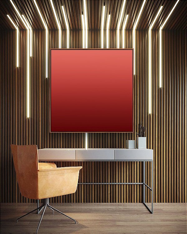 Quadro Quadrado Abstrato Degradê Coral Rosa Argila Canvas Moldura