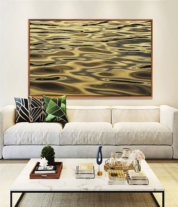 Quadro Horizontal Alto Mar Textura Natural Reflexos do Sol Natureza Canvas Moldura