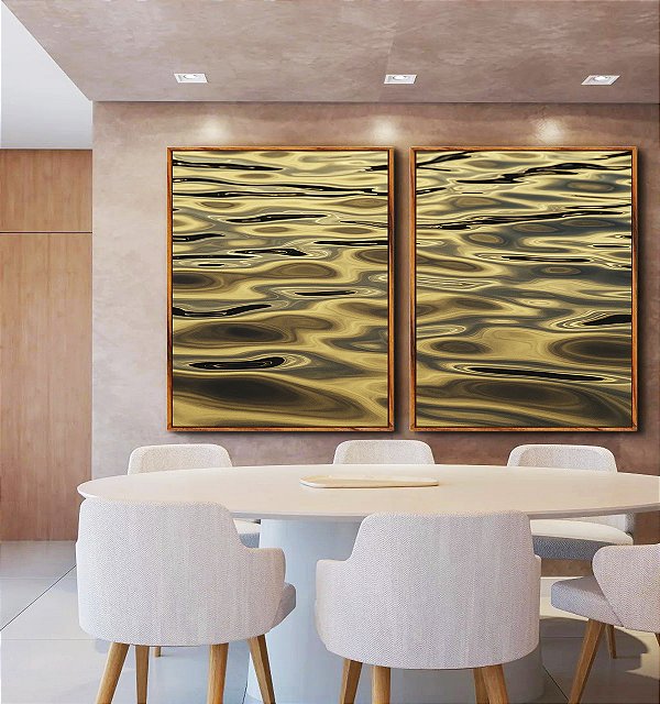 Duo de Quadros Alto Mar Textura Natural Reflexos do Sol Natureza Canvas Moldura
