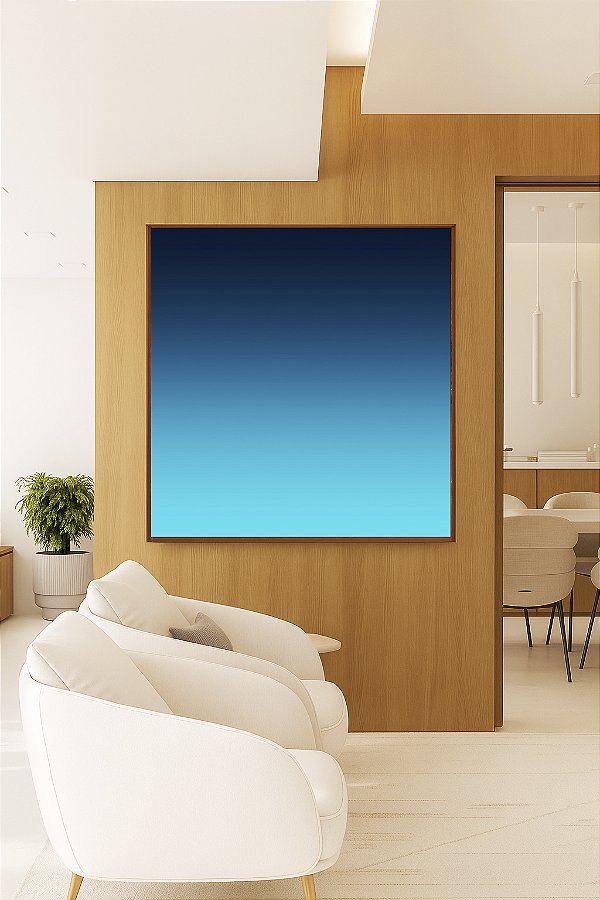 Quadro Quadrado Abstrato Degradê Azul Celeste Marinho Canvas Moldura