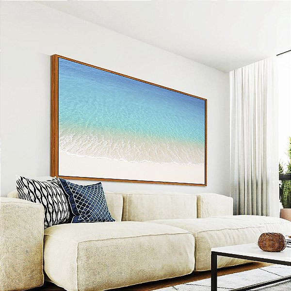Quadro Horizontal Praia Branca e Mar Azul Cristalino Canvas Moldura