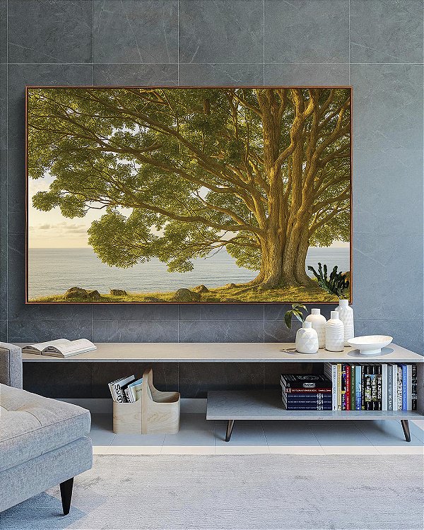 Quadro Horizontal Paisagem Árvore Mar Natureza Canvas Moldura
