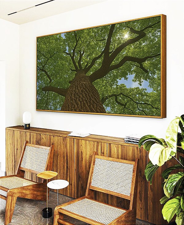 Quadro Horizontal Árvore Folhas Verde Floresta Paisagem Canvas Moldura