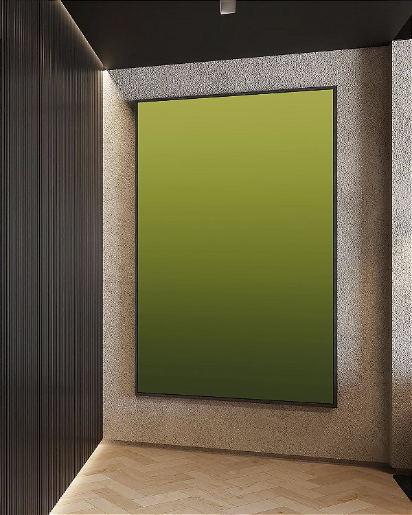 Quadro Vertical Abstrato Degradê Verde Oliva Canvas Moldura