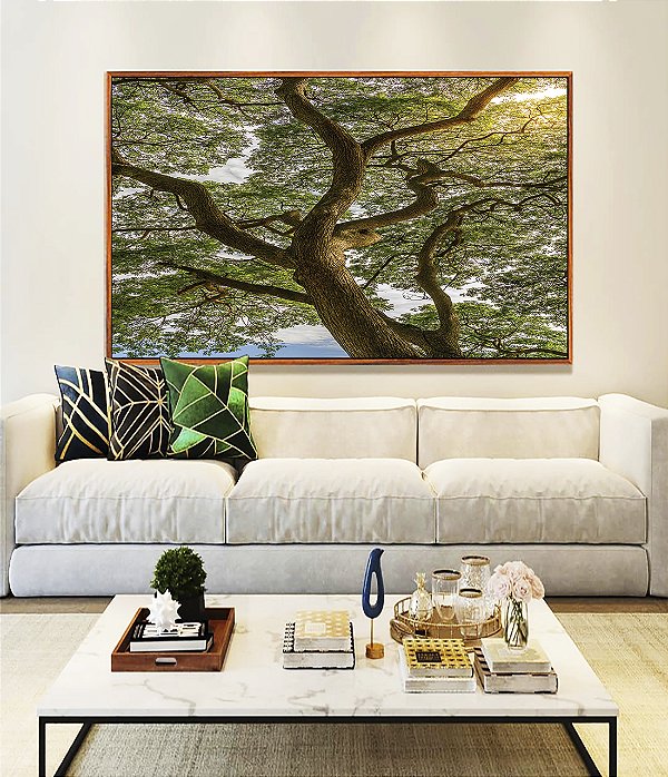 Quadro Horizontal Paisagem Árvore Folhas Verdes Natureza Canvas Moldura