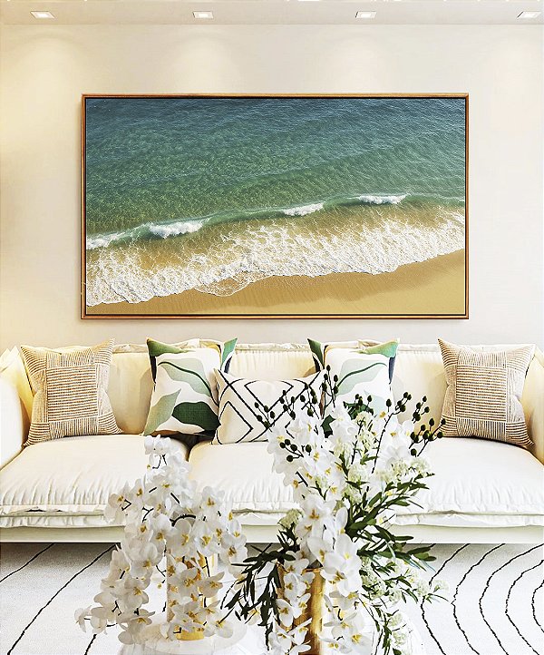 Quadro Horizontal Mar Calmo Turquesa Praia Natureza Canvas Moldura