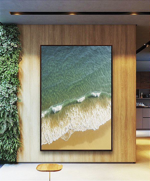 Quadro Vertical Mar Calmo Turquesa Praia Natureza Canvas Moldura