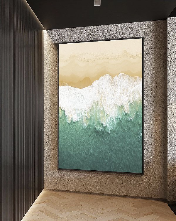 Quadro Vertical Praia Mar Turquesa Litoral Natureza Canvas Moldura