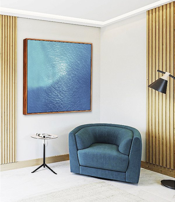 Quadro Quadrado Mar Alto Azul Textura Natural Canvas Moldura