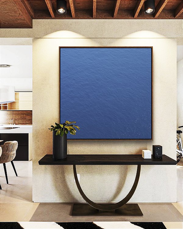 Quadro Quadrado Oceano Mar Alto Azul Textura Natural Canvas Moldura