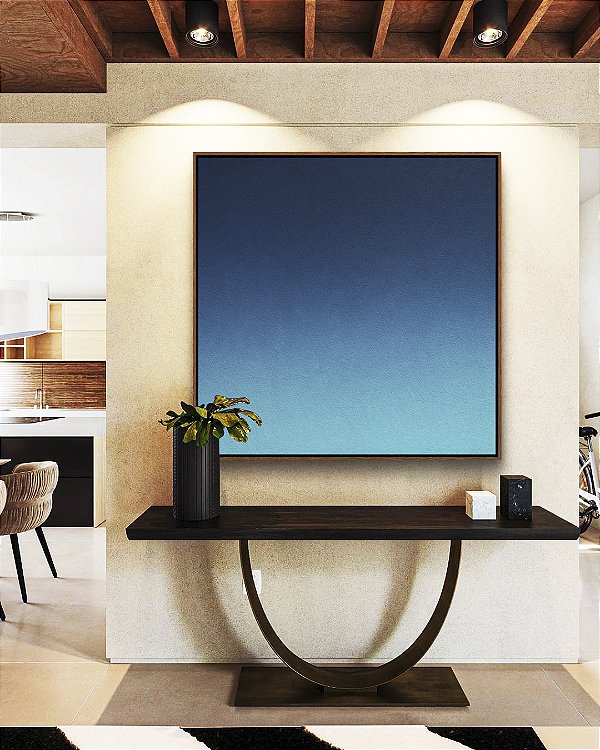 Quadro Quadrado Abstrato Degradê Tons de Azul Textura Canvas Moldura