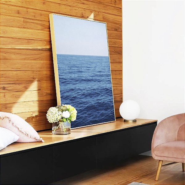 Quadro Vertical Mar Alto Calmo Céu Azul Claro Natureza Canvas Moldura