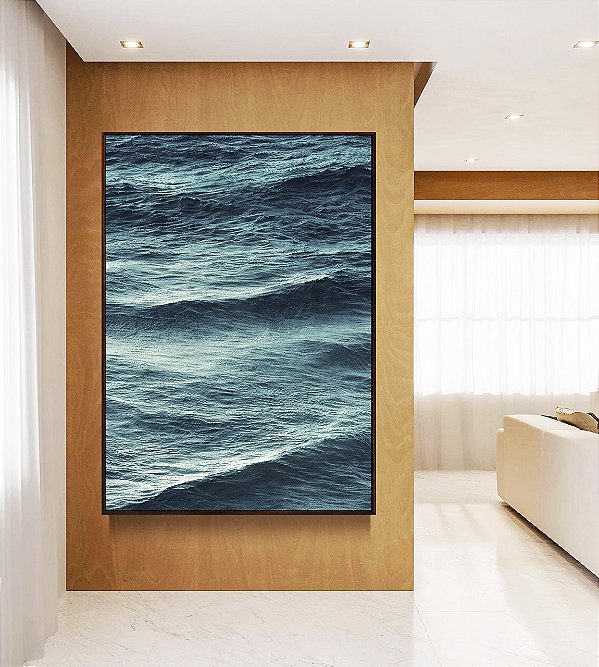 Quadro Vertical Alto Mar Azul Turquesa Ondulado Natureza Canvas Moldura