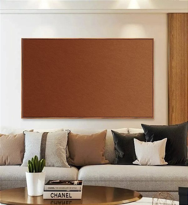 Quadro Horizontal Abstrato Degradê Laranja Cobre Canvas Moldura