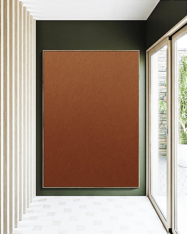 Quadro Vertical Abstrato Degradê Laranja Cobre Canvas Moldura