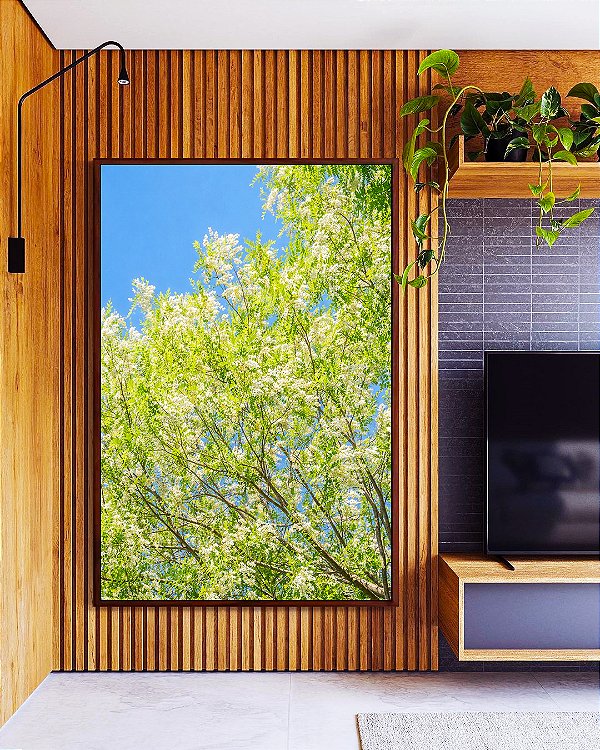 Quadro Vertical Árvore Acácia-branca Céu Azul Natureza Canvas Moldura
