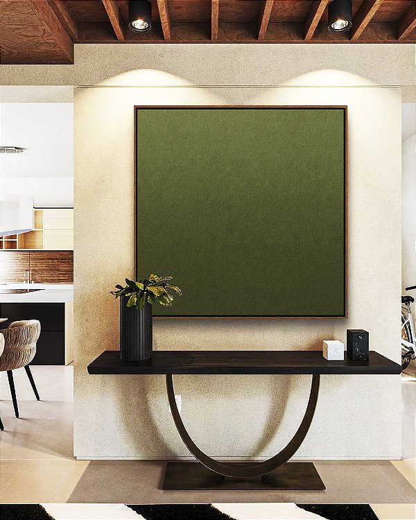 Quadro Quadrado Abstrato Degradê Verde Oliva Canvas Moldura