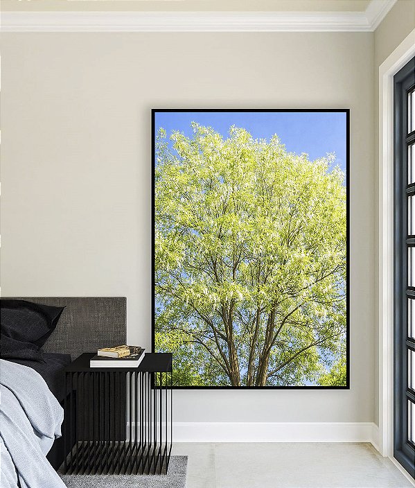 Quadro Vertical Árvore Verde Claro Céu Azul Claro Natureza Canvas Moldura