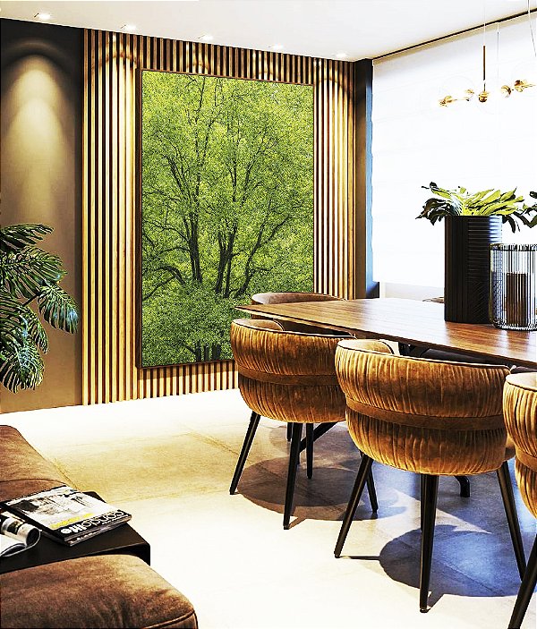 Quadro Vertical Árvores Folhagem Verde Vibrante Natureza Canvas Moldura