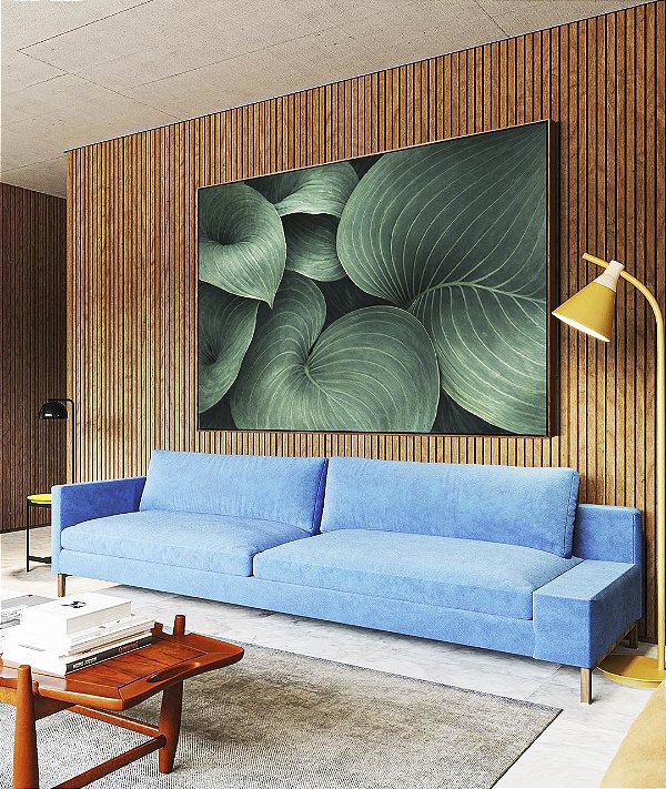 Quadro Horizontal Planta Hosta Folhagem Verde Natureza Canvas Moldura