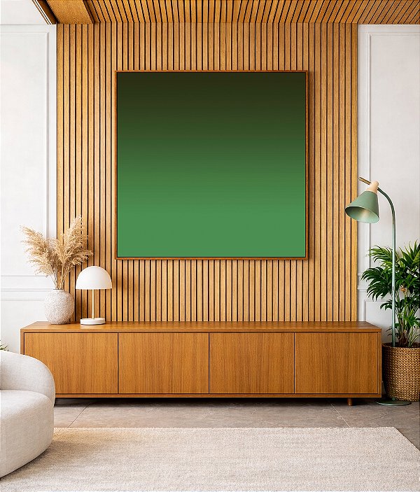 Quadro Quadrado Abstrato Degradê Verde Folha Escuro Canvas Moldura