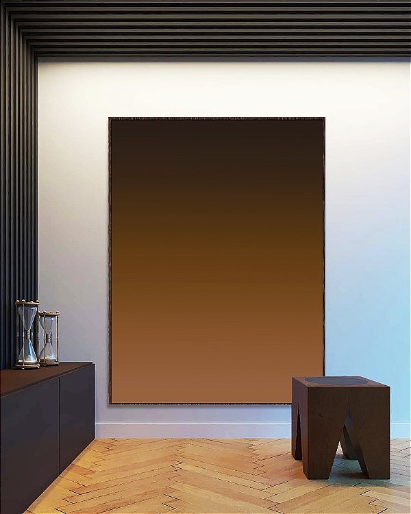 Quadro Vertical Abstrato Degradê Marrom Terracota Chocolate Canvas Moldura