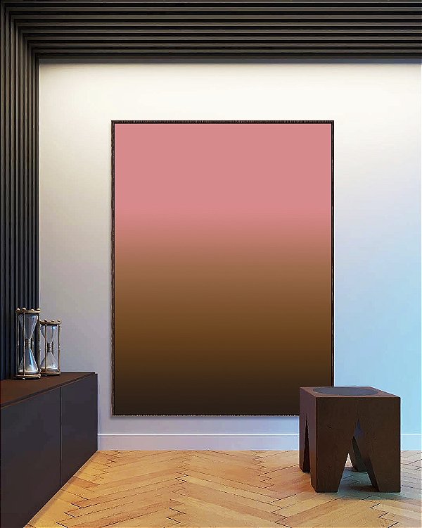 Quadro Vertical Abstrato Degradê Rosa Antigo Marrom Chocolate Canvas Moldura