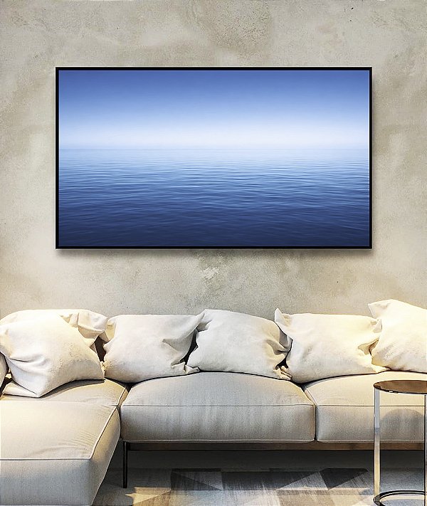 Quadro Horizontal Mar Azul Profundo Céu Azul Relaxante Canvas Moldura