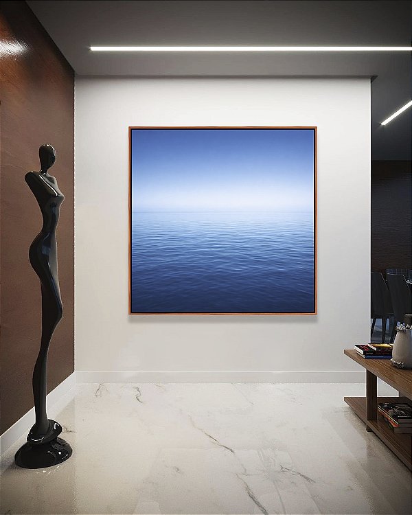 Quadro Quadrado Mar Azul Profundo Céu Azul Relaxante Canvas Moldura