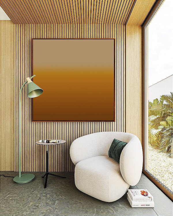 Quadro Quadrado Abstrato Degradê Areia Bronze Cobre Canvas Moldura