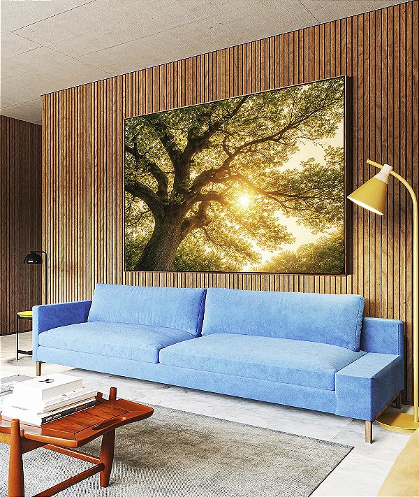 Quadro Horizontal Árvore Céu Luzes Douradas Sol Natureza Canvas Moldura