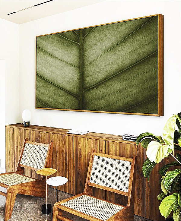 Quadro Horizontal Folha Verde Textura Beleza Natural Folhagem Canvas Moldura